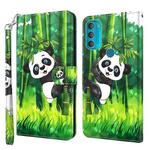 For Motorola Moto G71 5G 3D Painting Pattern TPU + PU Leather Phone Case(Panda Climbing Bamboo)