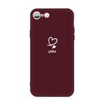 For iPhone 6s / 6 Love-heart Letter Pattern Colorful Frosted TPU Phone Protective Case(Wine Red)