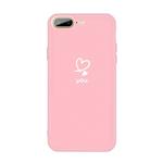 For iPhone 8 Plus / 7 Plus Love-heart Letter Pattern Colorful Frosted TPU Phone Protective Case(Pink)