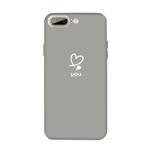 For iPhone 8 Plus / 7 Plus Love-heart Letter Pattern Colorful Frosted TPU Phone Protective Case(Gray)