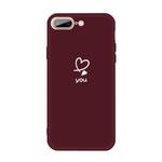 For iPhone 8 Plus / 7 Plus Love-heart Letter Pattern Colorful Frosted TPU Phone Protective Case(Wine Red)