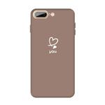 For iPhone 8 Plus / 7 Plus Love-heart Letter Pattern Colorful Frosted TPU Phone Protective Case(Khaki)