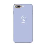 For iPhone 8 Plus / 7 Plus Love-heart Letter Pattern Colorful Frosted TPU Phone Protective Case(Light Purple)