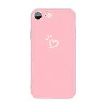 For iPhone SE 2022 / SE 2020 / 8 / 7 Love-heart Letter Pattern Colorful Frosted TPU Phone Protective Case(Pink)