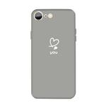 For iPhone SE 2022 / SE 2020 / 8 / 7 Love-heart Letter Pattern Colorful Frosted TPU Phone Protective Case(Gray)