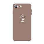 For iPhone SE 2022 / SE 2020 / 8 / 7 Love-heart Letter Pattern Colorful Frosted TPU Phone Protective Case(Khaki)