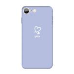 For iPhone SE 2022 / SE 2020 / 8 / 7 Love-heart Letter Pattern Colorful Frosted TPU Phone Protective Case(Light Purple)