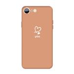 For iPhone SE 2022 / SE 2020 / 8 / 7 Love-heart Letter Pattern Colorful Frosted TPU Phone Protective Case(Coral Orange)
