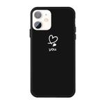 For iPhone 11 Love-heart Letter Pattern Colorful Frosted TPU Phone Protective Case(Black)