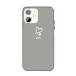 For iPhone 11 Love-heart Letter Pattern Colorful Frosted TPU Phone Protective Case(Gray)