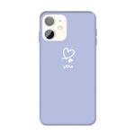 For iPhone 11 Love-heart Letter Pattern Colorful Frosted TPU Phone Protective Case(Light Purple)