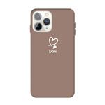 For iPhone 11 Pro Max Love-heart Letter Pattern Colorful Frosted TPU Phone Protective Case(Khaki)