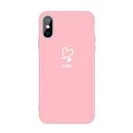For iPhone X / XS Love-heart Letter Pattern Colorful Frosted TPU Phone Protective Case(Pink)