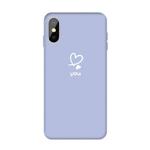 For iPhone X / XS Love-heart Letter Pattern Colorful Frosted TPU Phone Protective Case(Light Purple)