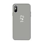 For iPhone XS Max Love-heart Letter Pattern Colorful Frosted TPU Phone Protective Case(Gray)
