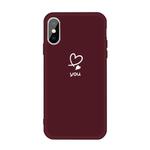 For iPhone XS Max Love-heart Letter Pattern Colorful Frosted TPU Phone Protective Case(Wine Red)