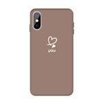 For iPhone XS Max Love-heart Letter Pattern Colorful Frosted TPU Phone Protective Case(Khaki)