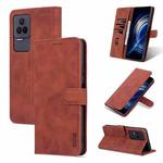 For Xiaomi Redmi K50 / K50 Pro AZNS Skin Feel Calf Texture Flip Leather Phone Case(Brown)