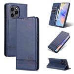 For Honor 60 SE AZNS Magnetic Calf Texture Flip Leather Phone Case(Dark Blue)