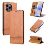 For Honor 60 SE AZNS Magnetic Calf Texture Flip Leather Phone Case(Light Brown)