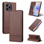 For Honor 60 SE AZNS Magnetic Calf Texture Flip Leather Phone Case(Dark Brown)