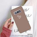 For Galaxy S10 Love Heart Pattern Frosted TPU Protective Case(Khaki)