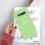For Galaxy S10+ Love Heart Pattern Frosted TPU Protective Case(Green)