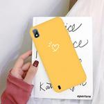 For Galaxy A10 Love Heart Pattern Frosted TPU Protective Case(Yellow)