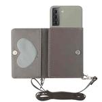 For Samsung Galaxy S22 5G Crossbody Lanyard Wallet Card Bag Phone Case(Grey)