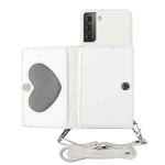 For Samsung Galaxy S22 5G Crossbody Lanyard Wallet Card Bag Phone Case(White)