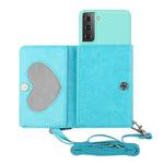 For Samsung Galaxy S22 5G Crossbody Lanyard Wallet Card Bag Phone Case(Light Blue)