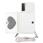 For Samsung Galaxy S22+ 5G Crossbody Lanyard Wallet Card Bag Phone Case(White)