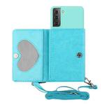 For Samsung Galaxy S22+ 5G Crossbody Lanyard Wallet Card Bag Phone Case(Light Blue)