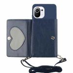 For Xiaomi Mi 11 Crossbody Lanyard Wallet Card Bag Phone Case(Dark Blue)