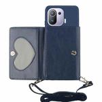 For Xiaomi Mi 11 Pro Crossbody Lanyard Wallet Card Bag Phone Case(Dark Blue)