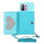 For Xiaomi Mi 11 Pro Crossbody Lanyard Wallet Card Bag Phone Case(Sky Blue)