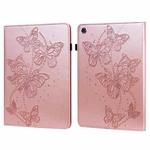 For Samsung Galaxy Tab A8 10.5 2021 Embossed Butterfly Pattern Leather Tablet Case(Pink)