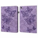For Samsung Galaxy Tab A8 10.5 2021 Embossed Butterfly Pattern Leather Tablet Case(Purple)