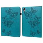 For Lenovo Legion Y700 Embossed Butterfly Pattern Leather Tablet Case(Blue)