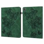 For Lenovo Tab K10 Embossed Butterfly Pattern Leather Tablet Case(Green)