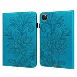 For iPad Pro 11 2022 / 2021 / Air 2020 10.9 Lace Flower Embossing Pattern Leather Tablet Case (Blue)