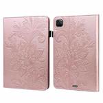 For iPad Pro 11 2022 / 2021 / Air 2020 10.9 Lace Flower Embossing Pattern Leather Tablet Case (Gold)
