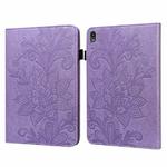 Lace Flower Embossing Pattern Leather Tablet Case For Lenovo Tab P11 Plus(Purple)