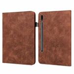 Lace Flower Embossing Pattern Leather Tablet Case For Samsung Galaxy Tab S8(Brown)