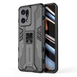 For OPPO Find X5 Pro Supersonic PC + TPU Shock-proof Protective Phone Case with Holder(Black)