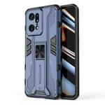 For OPPO Find X5 Pro Supersonic PC + TPU Shock-proof Protective Phone Case with Holder(Blue)
