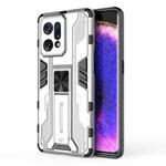 For OPPO Find X5 Supersonic PC + TPU Shock-proof Protective Phone Case with Holder(Silver)