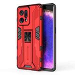 For OPPO Find X5 Supersonic PC + TPU Shock-proof Protective Phone Case with Holder(Red)