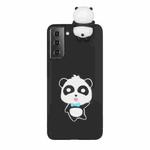 For Samsung Galaxy S22 5G Shockproof 3D Lying Cartoon TPU Phone Case(Panda with Blue Bow)