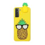 For Samsung Galaxy S22+ 5G Shockproof 3D Lying Cartoon TPU Phone Case(Pineapple)